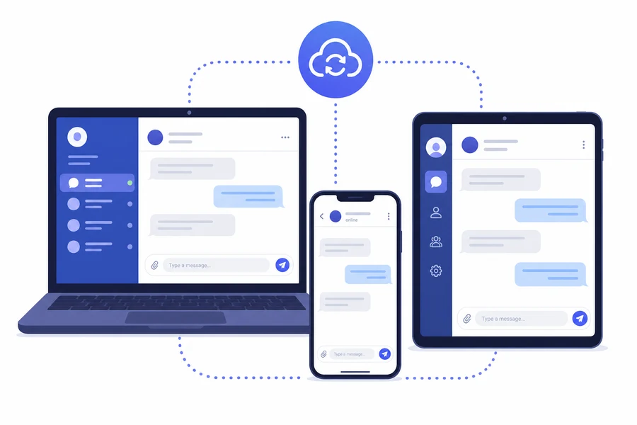 Sinkronisasi lintas platform Telegram di desktop dan seluler